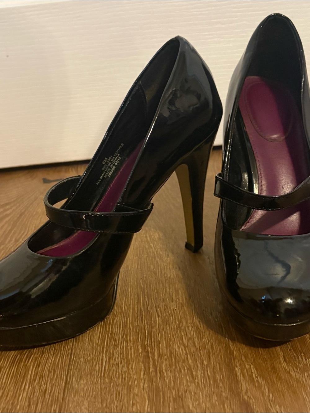 Studio Paolo Black Patent Mary Jane Stiletto Pumps with Purple Insole